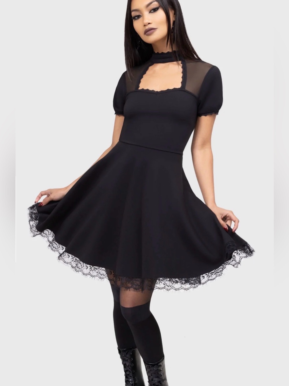 Killstar Draculana Lace Trim Dress